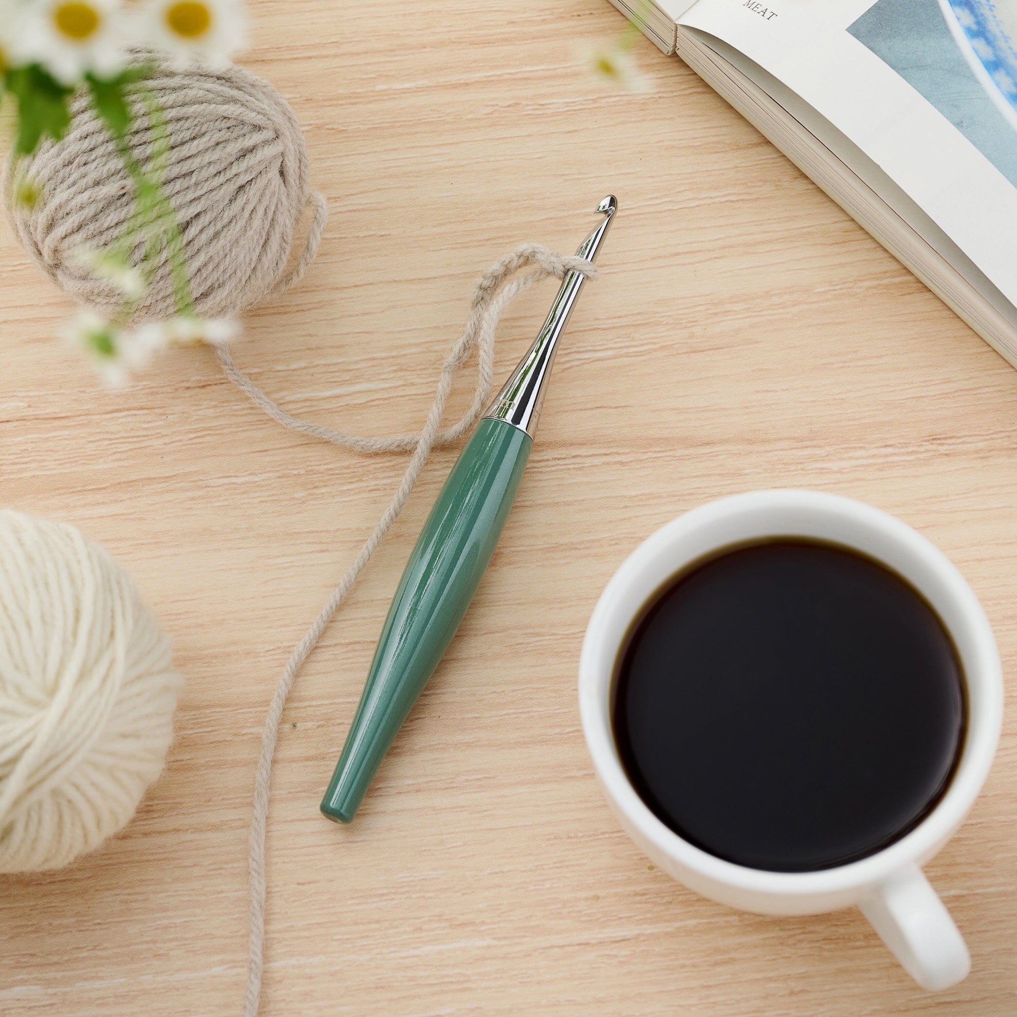 Odyssey® II Crochet Hook in Juniper Odyssey II FurlsCrochet 
